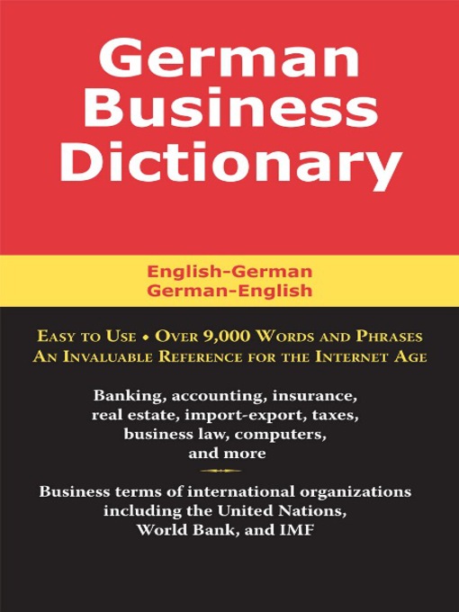Title details for German Business Dictionary by Morry Sofer - Wait list